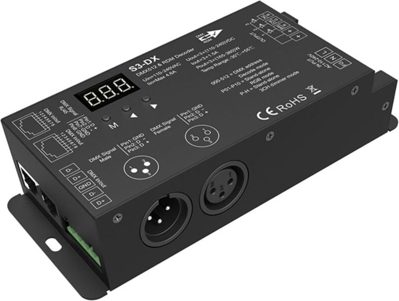 DMX512 Decoder 110-240V AC - 1,5A/Kanal - 3 Kanäle