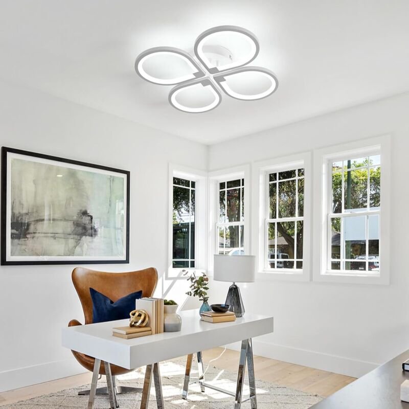 COMELY Moderne LED-Deckenleuchte aus Acryl, 4 Module, Sandweiß, 57 x 57 x 8 cm, 40 W, Tageslicht (6500 K, CRI 80), 220 V...