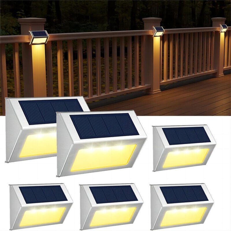 6er-Pack warmweiße Solarleuchten für den Außenbereich, wasserdichte solarbetriebene Stufenleuchten für den Außenbereich ...