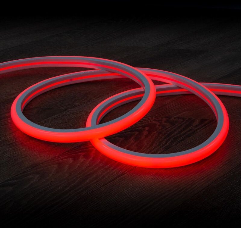 LED-Streifen Neon Dimmbar 220V Rot Halbrund 180° 7.5W/m Schnitt 100cm IP67 nach Maß 50 m