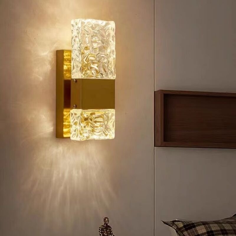 Moderne Wandleuchte Nordic Kristall Wandlampe Gold Up Down Wandbeleuchtung Dreifarbiges Variables Licht 9X21cm