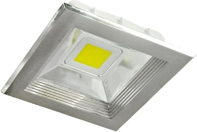 Fabrilamp - Quadratisches LED-Einbau-Downlight 'Poseidon' (20W 6500K 2000lm) IP20 19x19x8cm Farbe Nickel