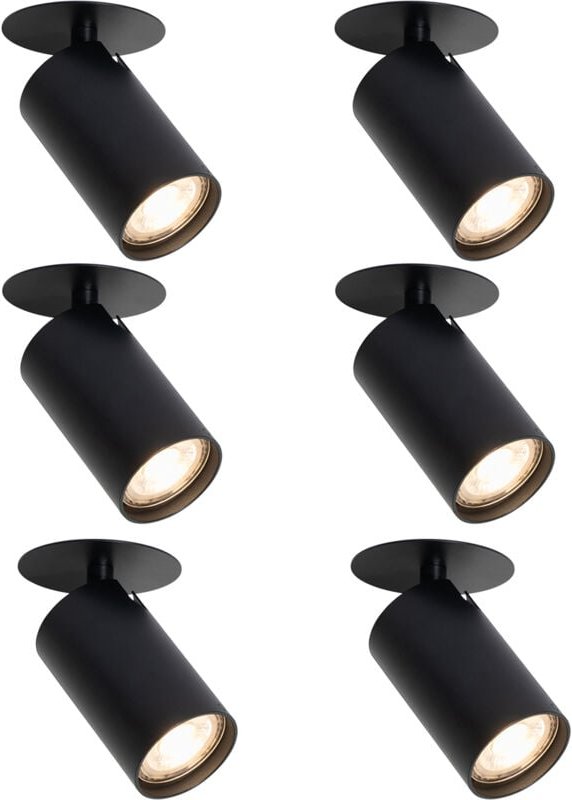 Set mit 6 modernen Einbaustrahlern schwarz GU10 50mm - Chels