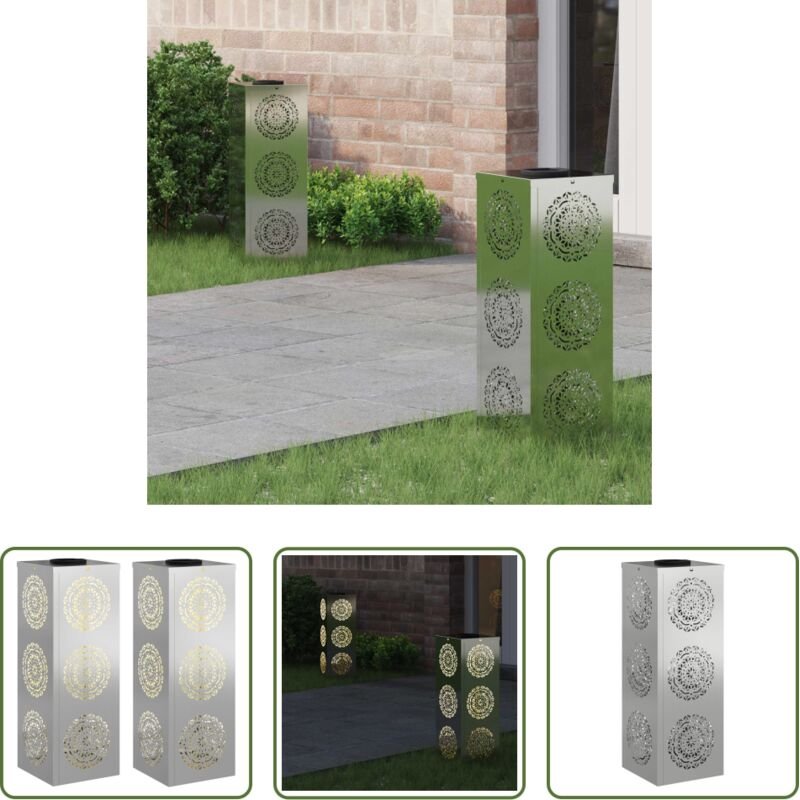 Wegeleuchten - Solar LED Weg Licht 2 pcs Silber Galvanisiertes Stahl