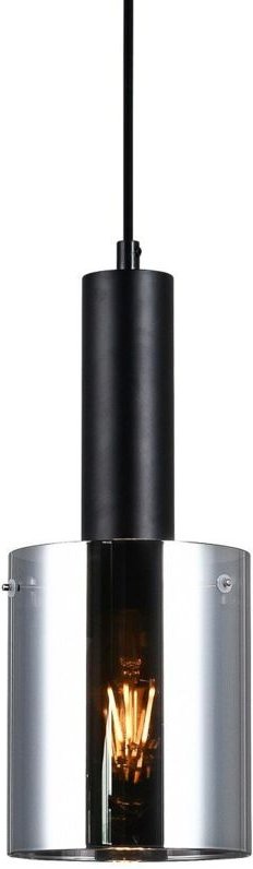 Sardo - Modern Hanging Pendant Black 1 Licht mit Glas, Smoky Shade, E27 - Italux