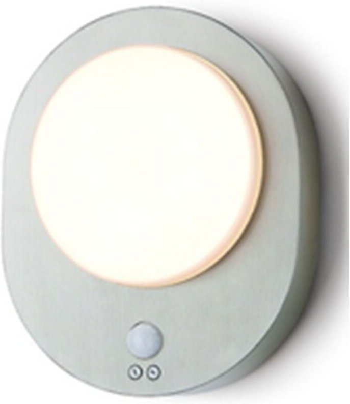 Kellerlampe led mit Bewegungsmelder Edelstahl h: 24,4 cm IP44 Weiß 3000 k warmweiß 350 lm Modern