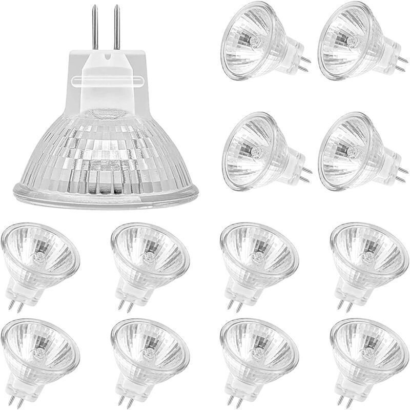 MR11-Halogenlampen (12er-Pack), GU4 12V 20W Halogenlampe, MR11 GU4 dimmbare Glasabdeckung für Deckenleuchten, 2-Pin-Halo...