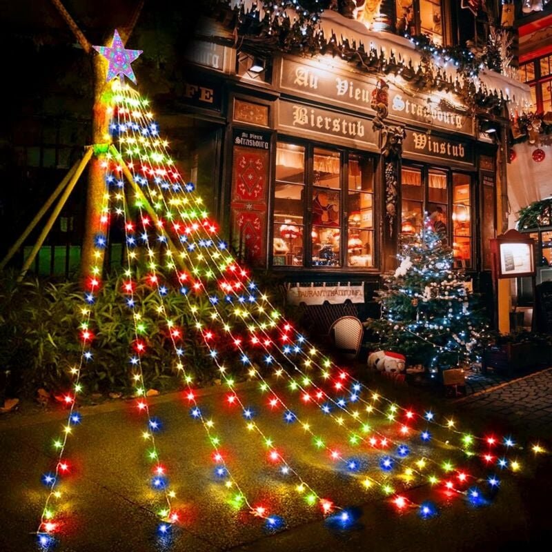 LED-Weihnachtsbaum-Lichterkette mit Stern, 9 x 2 m USB-Weihnachtsbaum-Dekorationslichter, 8 Beleuchtungsmodi, Lichterket...
