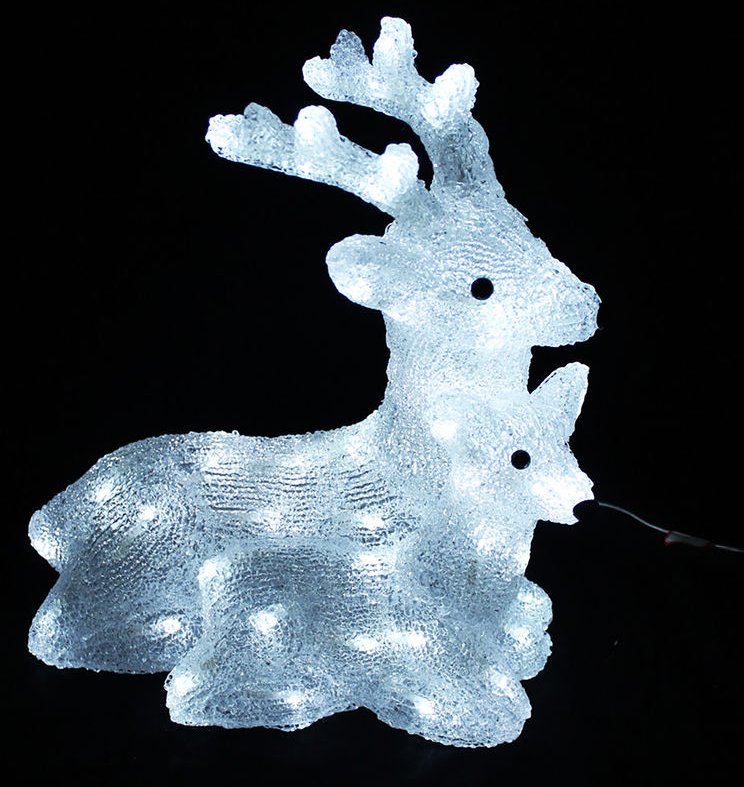 Acryl Hirsch mit Baby 60 LEDs kaltweiß-MLK037H