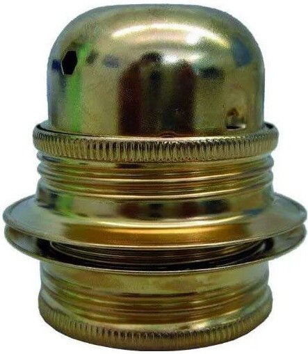 Electraline - Fassung E27 gold mit Gewinde und 2 Ringen, Durchmesser 10, 150W, 4A, 250V