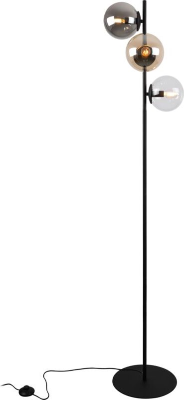 Siena Schwarze Stehleuchte, 3 Flache, Gemischte Lampenschirme