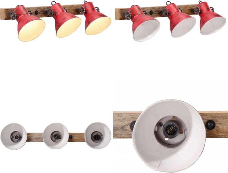 Wandleuchte 25 W Rot 65x25 cm E27 - Industriel Stil - Wandleuchte - Eisenleuchten - Vintage Leuchte - Retro Design - Hom...