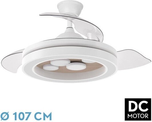 Thumbnail - Ventilator Dc Cupido 59w Weiß/Buche 3asp.107d 6980l 3000-4500-6500k Dimmer+Erdbeben+Speicher+Timer - Fabrilamp