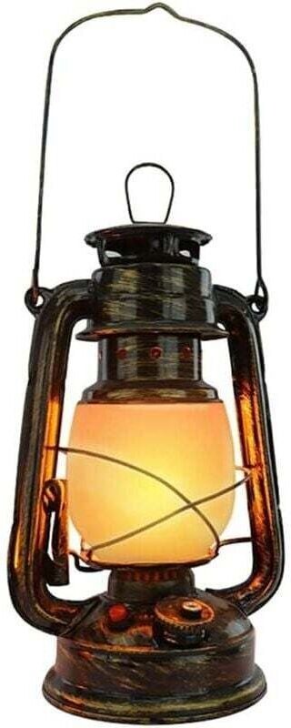 Wiederaufladbare Vintage-Laternen-Sturmlampe, kabellose LED-Tischlampe, Flammenlicht, Retro-Nachtlicht für draußen, dimm...