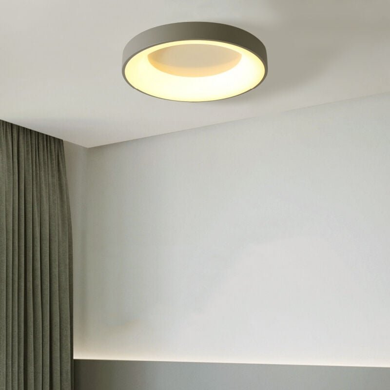 Led Deckenleuchte Rund Deckenlampe Metall Acryl Pendelleuchte Grau 18W Ø30CM für Küche Wohnzimmer Flur - Warmweißes Lich...