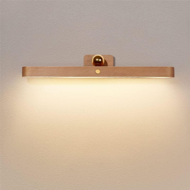 Thumbnail - Dimmbare led Holz Wandleuchte mit Touchschalter und Akku Wandlampe Nachtlicht 360° Drehbare Wandlampe für Schlafzimmer K...