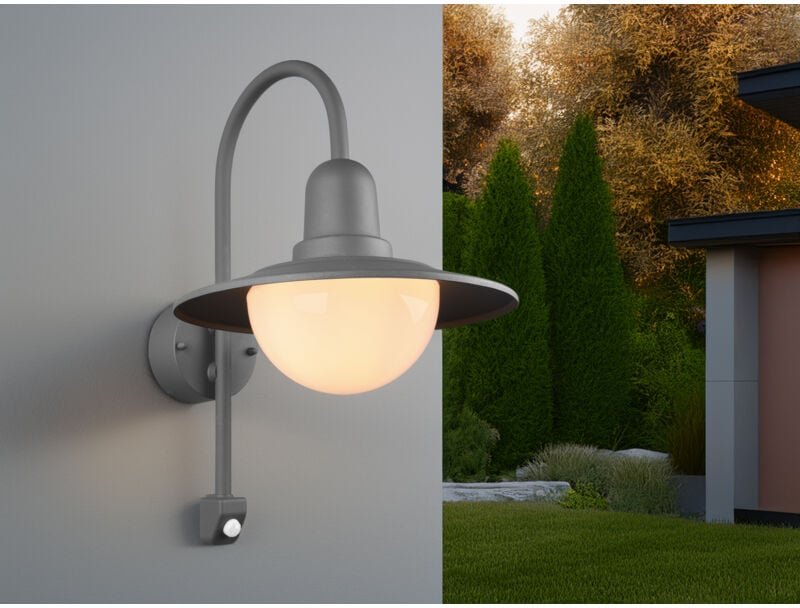 Trio Lighting - Außenwandleuchte mit Bewegungsmelder Laterne norman, Anthrazit, Höhe 45,5cm