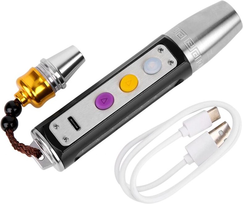 Fdit USB-wiederaufladbare 3-LED-Jade-Taschenlampe, Schmuck- und Edelstein-Identifikationslichter