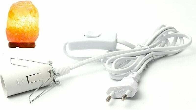 Kabel für Salzlampe mit Schalter – E14 – 1,8 m – Fassung für Salzlampe, Weiß
