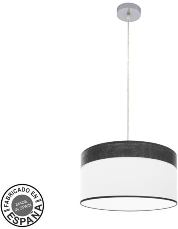 Senko - Cloe Pendelleuchte 1xe27 chrom/weiß-schwarz Holz regx40x40 cm