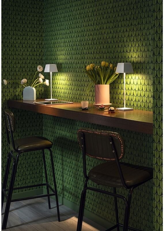 Rossini Illuminazione - Tragbare und wiederaufladbare IP54 Siesta Verde Bosco LED-Tischleuchte