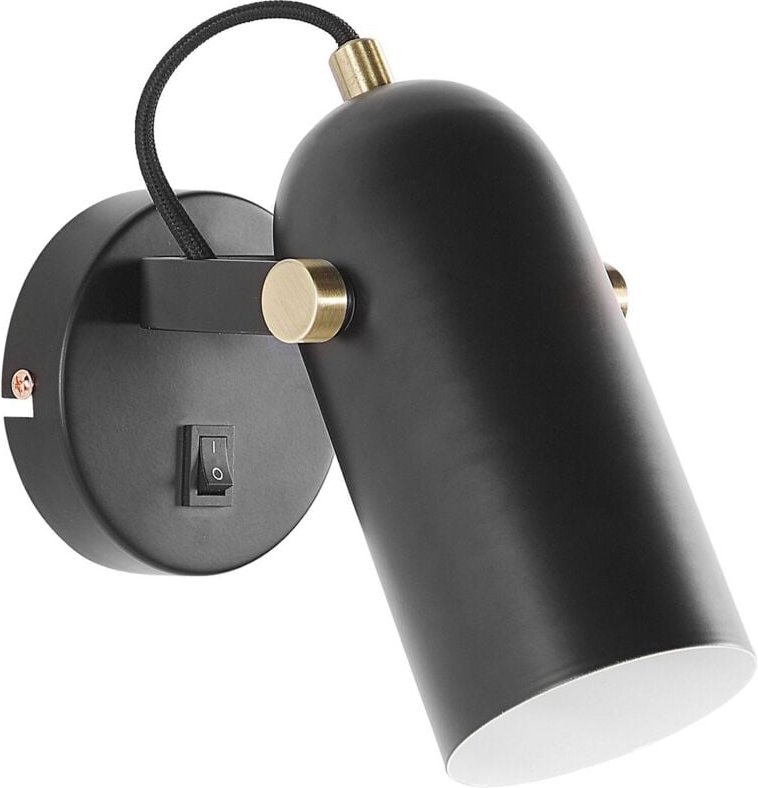 Wandlampe 1-flammig Schwarz 156 cm aus Metall Glockenförmig Elegant Modern Retro Stil