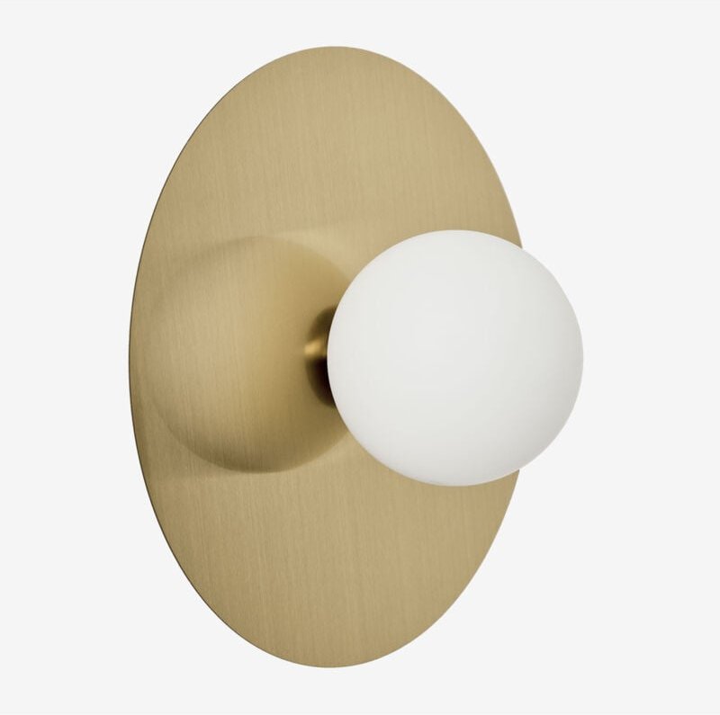 Sklum - Wandleuchte für das Badezimmer aus Eisen und Glas Anine Vergoldet Ø30 cm