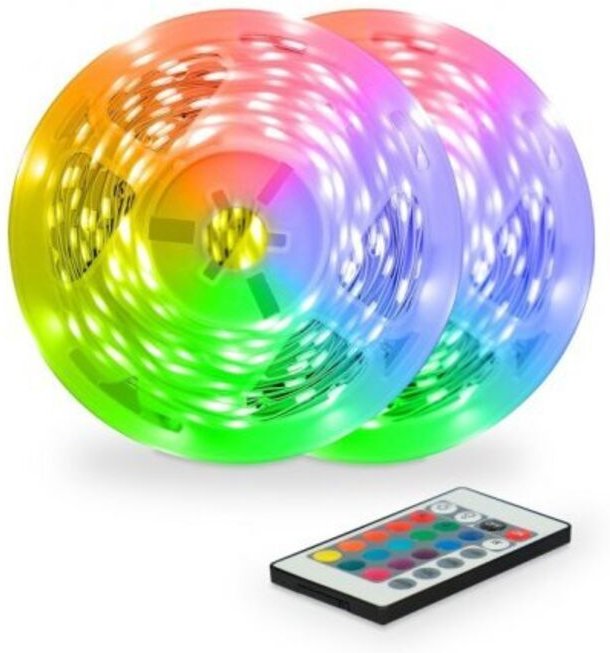 KsixLED Leiste LED Pack 2 x 5 m, RGB, Beleuchtung 16 Farben, Fernbedienung, IP20