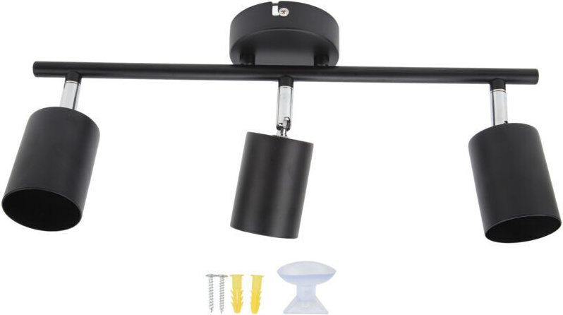 Kit de iluminación LED para riel Eosnow, 3 cabezales, brazo de 15,9 pulgadas, rotación de 90 grados, negro mate, 3 luces...