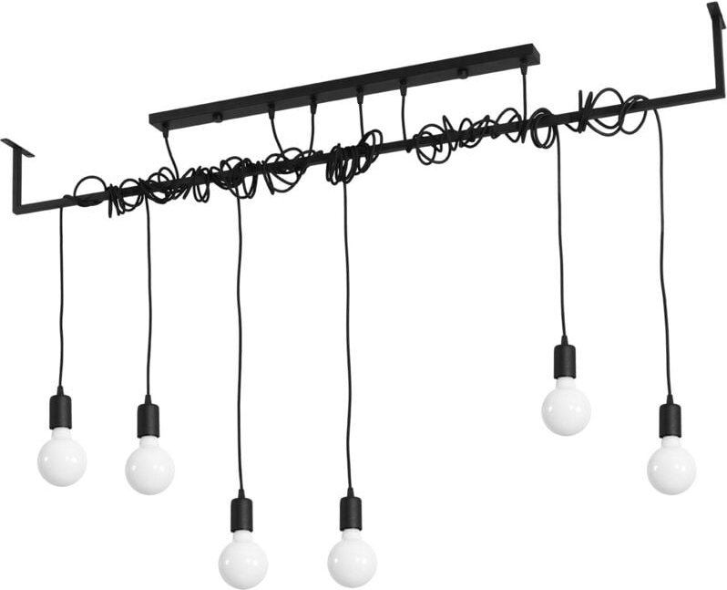 Thumbnail - Modern Straight Bar Pendant 6 Light Black E27 Moderne Straight Bar Pendelleuchte 6-flammig Schwarz E27