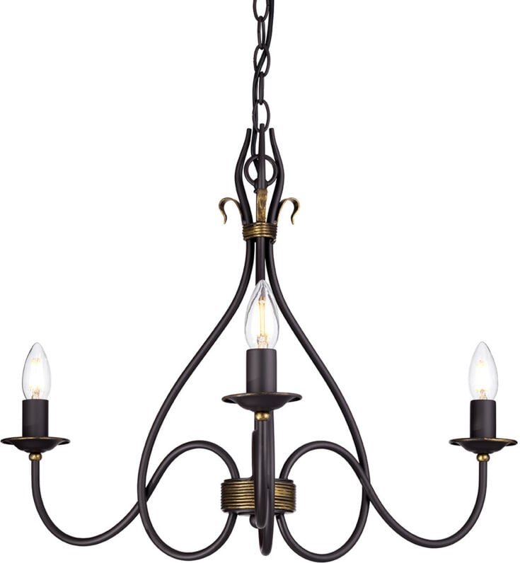 Elstead Windermere - Multi Arm Chandelier 3 Light Rust, Gold Finish - Farben nicht enthalten, E14
