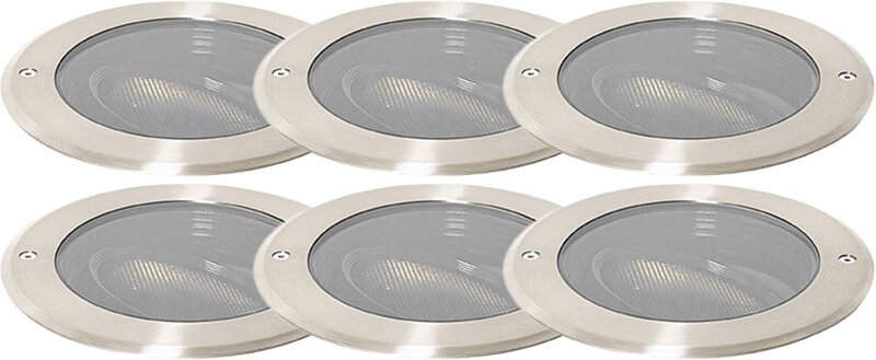 Set mit 6 Bodenstrahlern Stahl AR111 verstellbar IP65 - Delux Honey