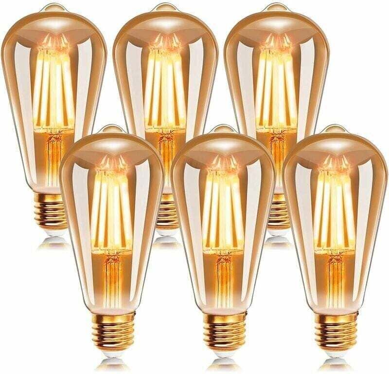 E27 ST64 6W 2200K Warmweiße LED-Filamentlampe, Retro-Edison-Vintage-Antik-Lampenbirnen, 540 lm (entspricht einer 48-W-Gl...