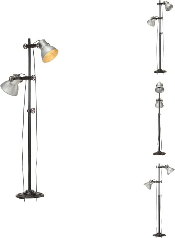 Lampen - Living Stehlampe 2-flammig Silbern E27 Gusseisen