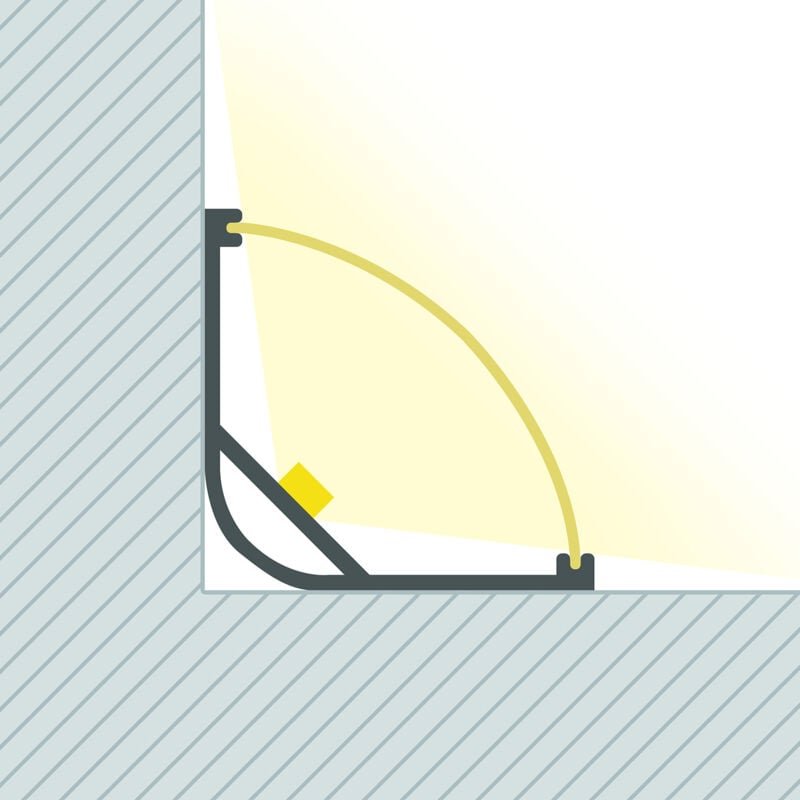 Ledkia - Aluminiumprofil Ecke Rund mit durchgehender Abdeckung für led Streifen bis 20 mm Schwarz 6 m Halbtransparent