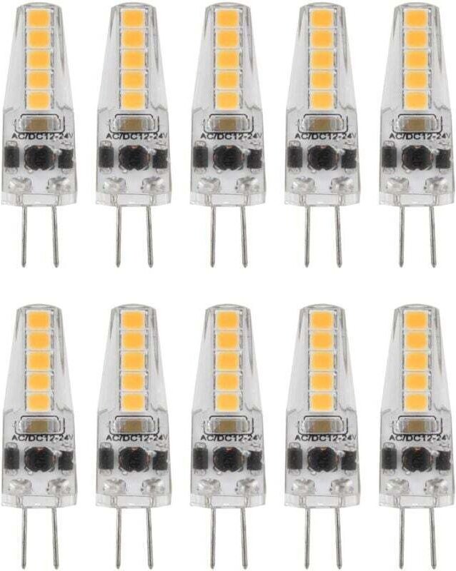 Vtizikl 10pcs Ampoules LED G4, 2W 3000K AC 12-24V Ampoules à Intensité Variable pour Lustre Plafonnier Lampe de Table Bl...