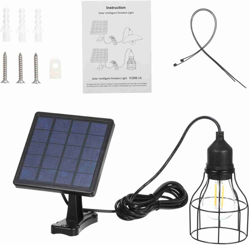 Thumbnail - Zoternen - E27 Solar-Pendelleuchte für den Außenbereich, empfindliches Licht, IP65 wasserdicht, für Garten, Hof, Terrass...