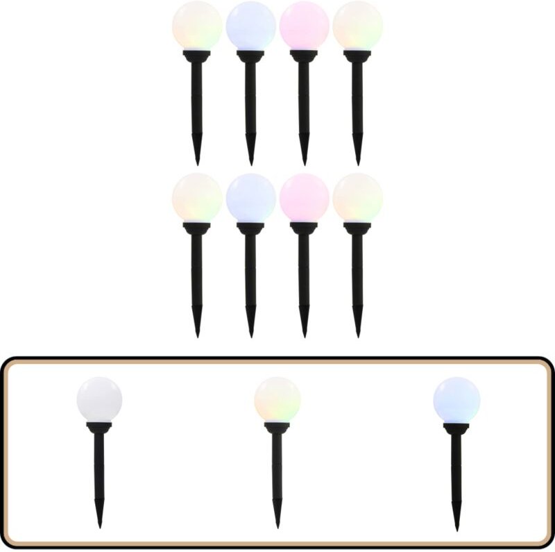 Außen-Solarlampen 8 Stk. led Kugel 15 cm rgb - Outdoor-Beleuchtung - Solarleuchte - Gartenbeleuchtung - Terrasse Beleuch...