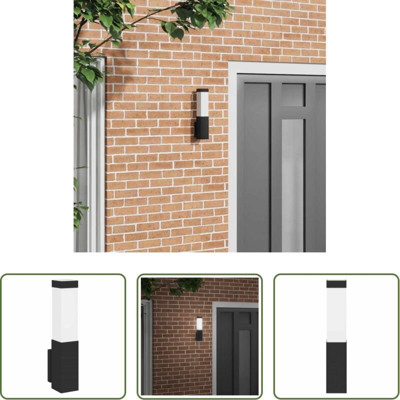 vidaXL Gartenbeleuchtung - Außenwandleuchte Schwarz 10,5 x 6 x 33 cm Edelstahl und Plastik