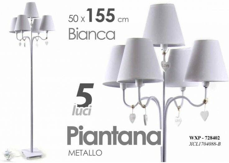 Stehlampe Shabby 5 Lichter weiß cm 155