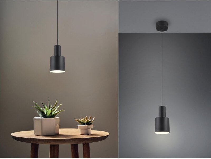Kleine Pendelleuchte AGUDO mit Metall Lampenschirm Schwarz, Ø 12cm