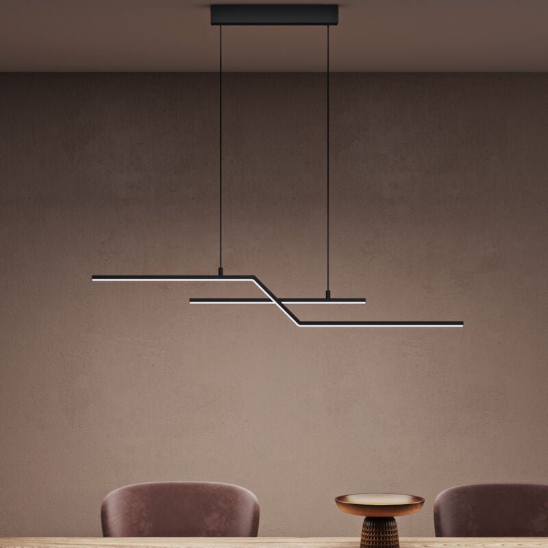 Pendelleuchte 105cm led Hängelampe Linear design 3000K/4000K/6000K Verstellbares Kabel 18W Schwarz Hängeleuchte für Essz...