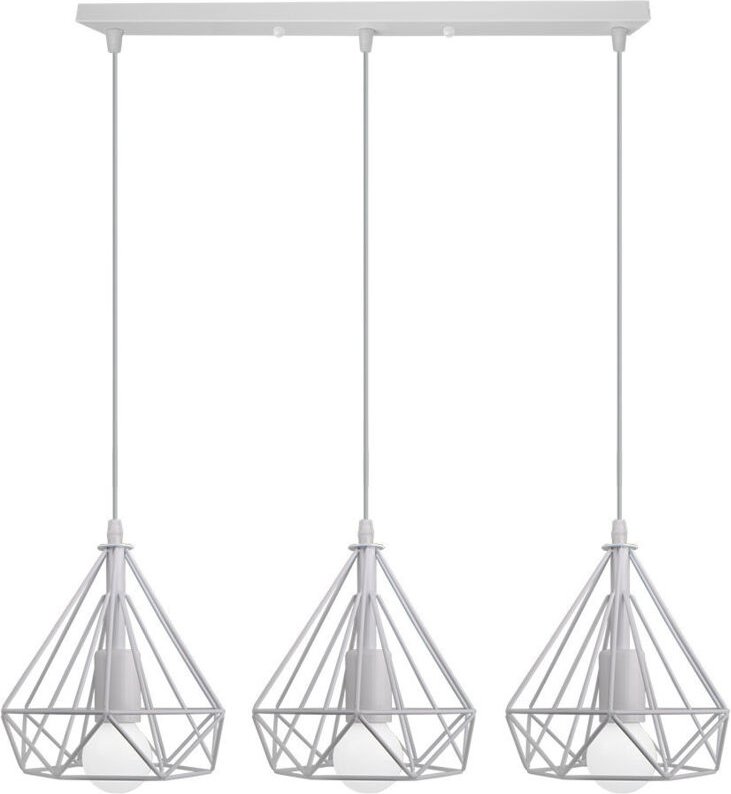 3-Flammige Industrial Pendelleuchte Käfig, Weiß Hängelampe aus Eisen E27 Höhenverstellbar für Wohnzimmer Esszimmer Küche...