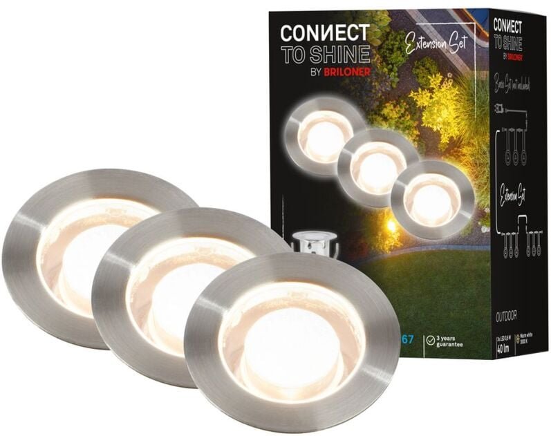 Connect to shine Erweiterungsset Kebony mit 3er Set led Bodeneinbaustrahler, IP67
