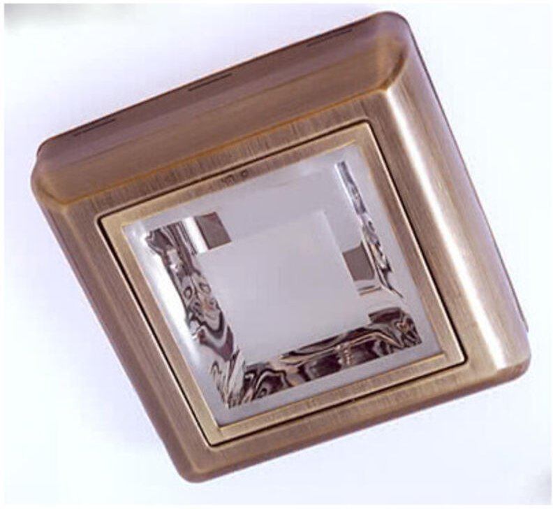 Fabrilamp - Quadratisches Flächen-LED-Downlight 2xE27 (230V) IP20 6x25x25cm lederfarben