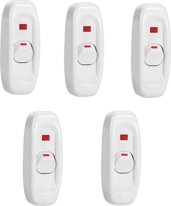 Aougo - Linienlichtschalter, 5 Stück ac 250 v 10 a, kompakter Wippschalter, LED-Wippschalter, Kabel, Lichtsteuerung, Löt...