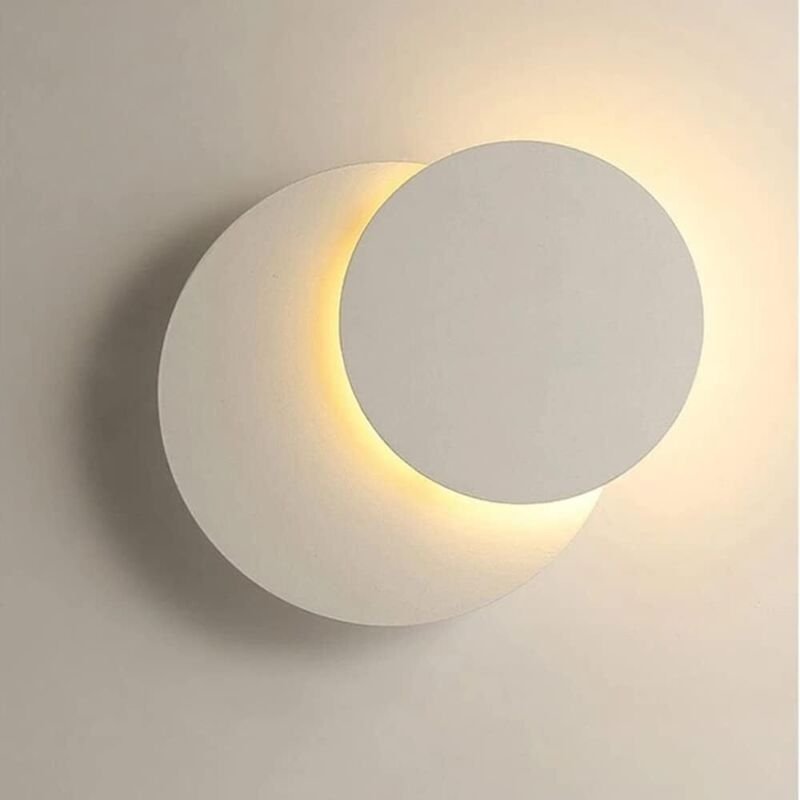 Comely - Innenwandleuchte 12W Weiß, Moderne led Wandleuchte, Creative Eclipse 2 in 1, 360° Drehbar 3000K Warmweiß, Beleu...