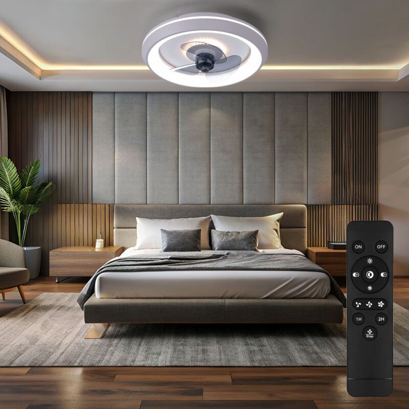 Deckenventilator mit Licht Lampen mit Ventilator Deckenventilator mit Fernbedienung und Deko led in blau-weiß, Dimmbar c...