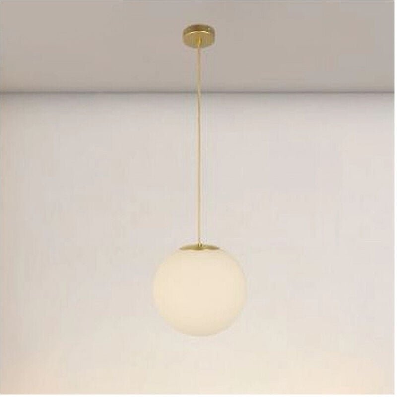 Trade Shop Traesio - Trade Shop - goldene pendelleuchte mit weisser glaskugel E27-ANSCHLUSS modern minimal 33504 -