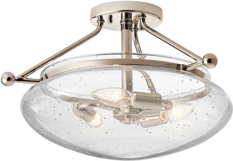 Elstead - Deckenleuchte Deckenlampe Esszimmerlampe silber Stahl Glas d 26,6 cm 1-flammig